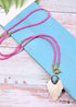 Boho Necklace, Blue Colorful Leaf Shell